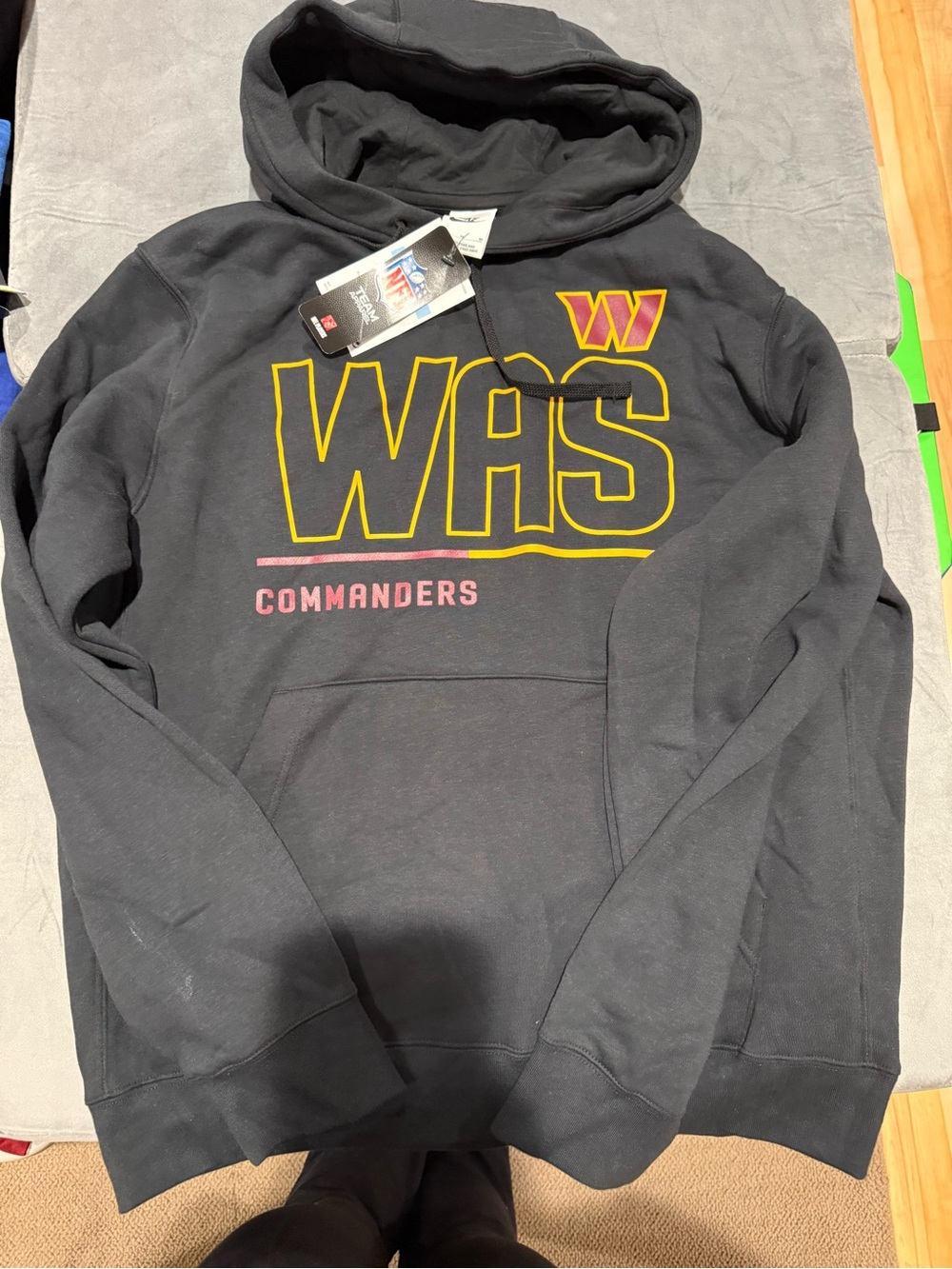 NFL Washington Commanders Black Pullover Sweatshirt with WAS Logo